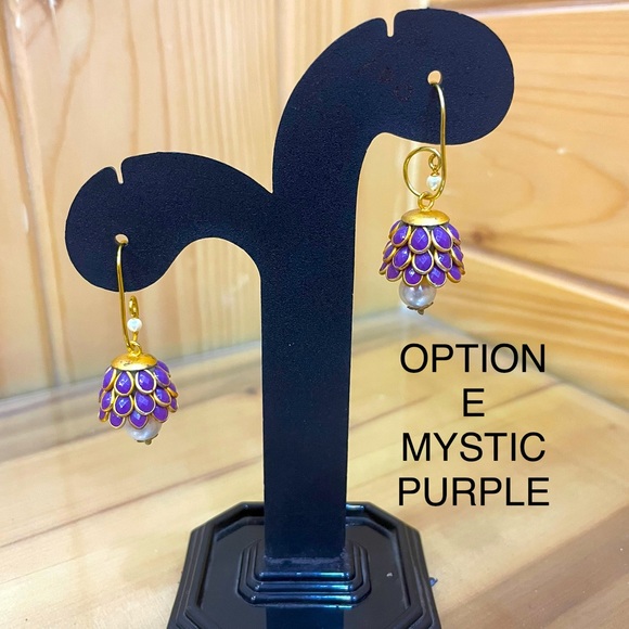 Ethnic Versatile Dangling Earrings w/ Stonework and Pearls - In Many Colors! - Picture 9 of 16